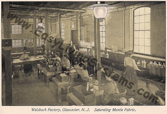 Welsbach saturating gas mantle fabric factory department