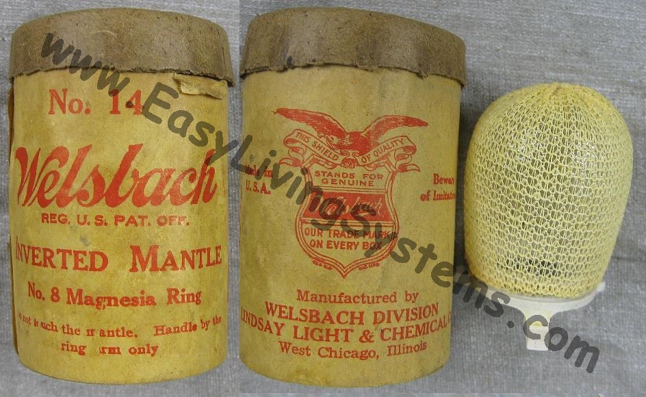 Welsbach gas mantles for gas lamps