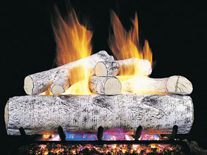 White Birch Fireplace Ceramic Gas Log